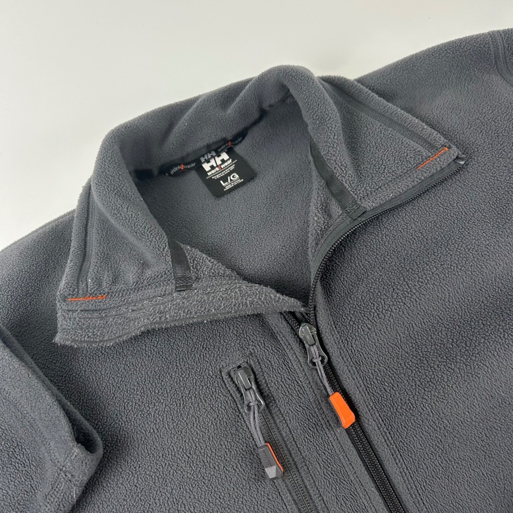 Helly Hansen Men's L Lightweight Workwear Polartec Fleece Jacket Grey Full Zip